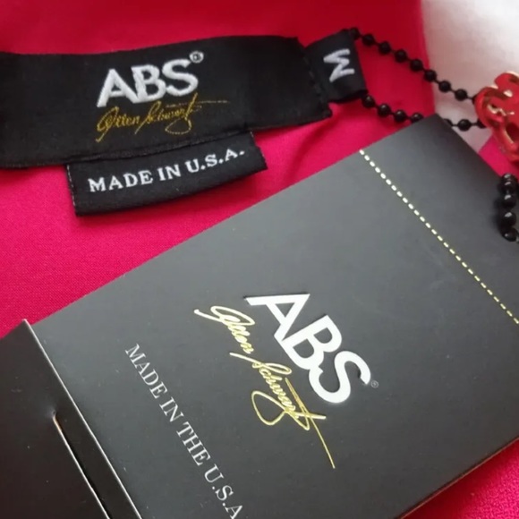 $320 ABS Allen Schwartz Shoulder Cut Out Gown Medium Pink Formal Deep Front Slit - Picture 8 of 15